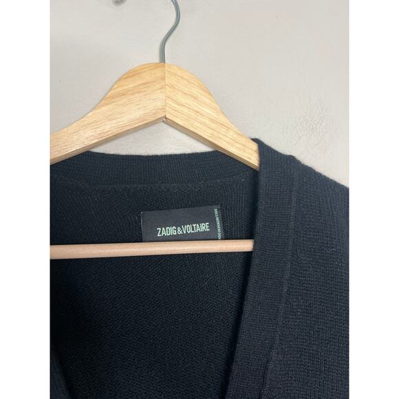 NWT Zadig & Voltaire Mirka V-Neck Cardigan Women's Noir Size: Medium - Picture 7 of 9